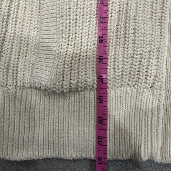 [XL]Banana Republic Varo Cream Chunky Knit Hooded Bomber Sweater Organic Cotton - Picture 8 of 9